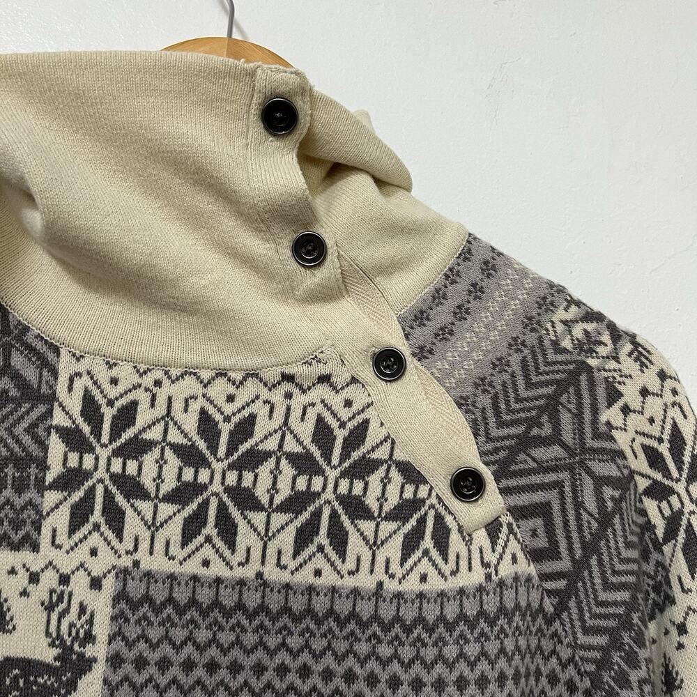 Woolrich Womens Reindeer Knit Cotton Turtleneck Sweater Size M Nordic Holiday - Picture 4 of 7